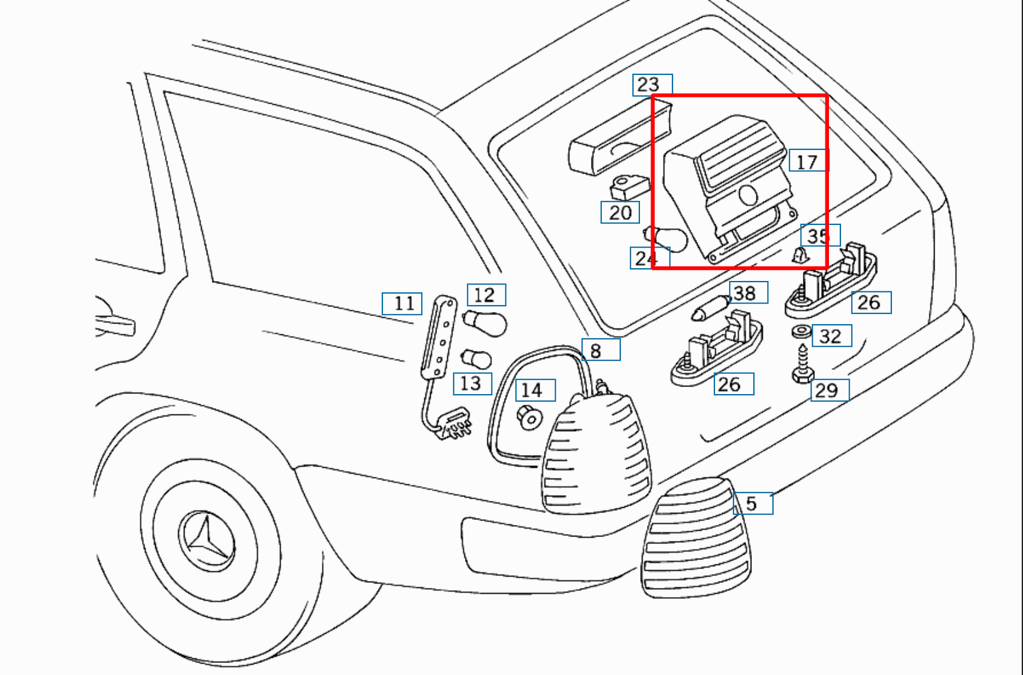 Mercedes W124 Estate S124 Third Brake Light Cover