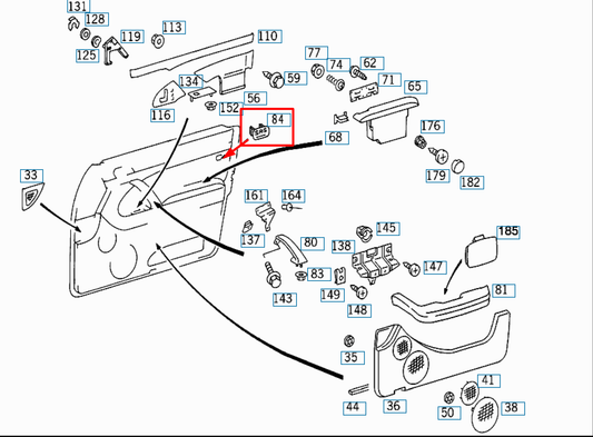 Mercedes SL R129 and W210 E Class SRS Door Panel Trim Plug  (Facelift R129 vehicles 1995-2001, and all W210 models)