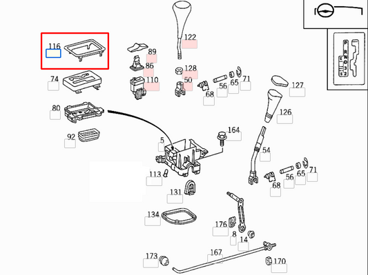 R129 W124 Gear Selector Surround Frame