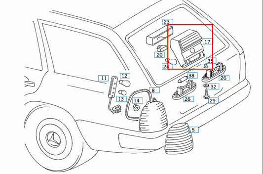 Mercedes W124 Estate S124 Third Brake Light Cover