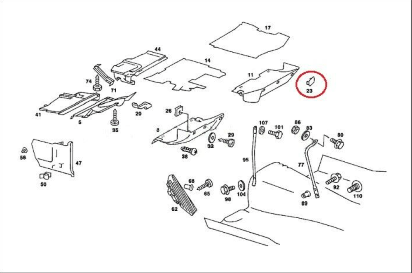 Mercedes W123 C123 S123 Screw Cap Trim Under Dash Kick Panel (4 pieces)