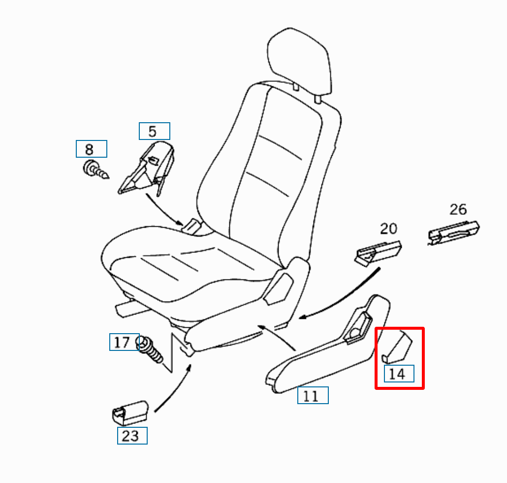 Mercedes W202 and W210 Seat/ Seatbelt Trim Cover (2109180730 & 2109180830)